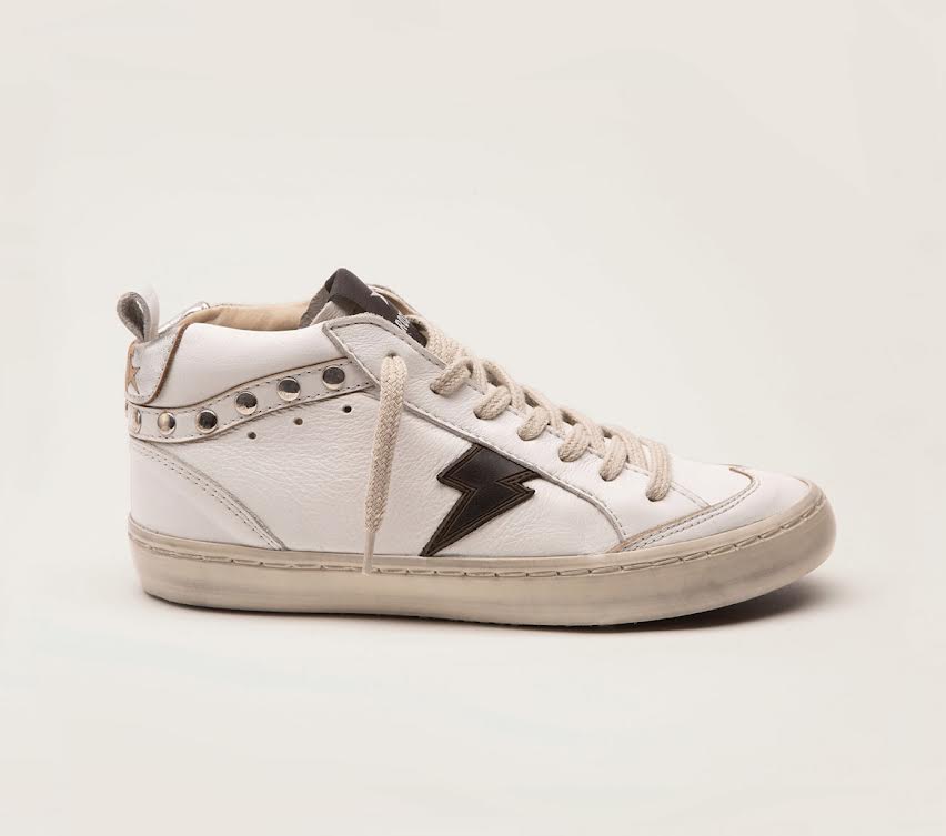Zapatilla urbana Rossati mid blanca tachas 1085
