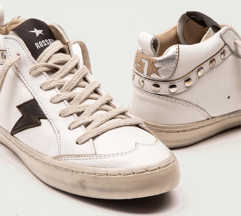 Zapatilla urbana Rossati mid blanca tachas 1085