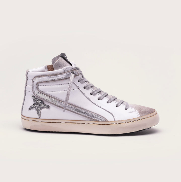 Zapatilla urbana Rossati caña media blanca brillos