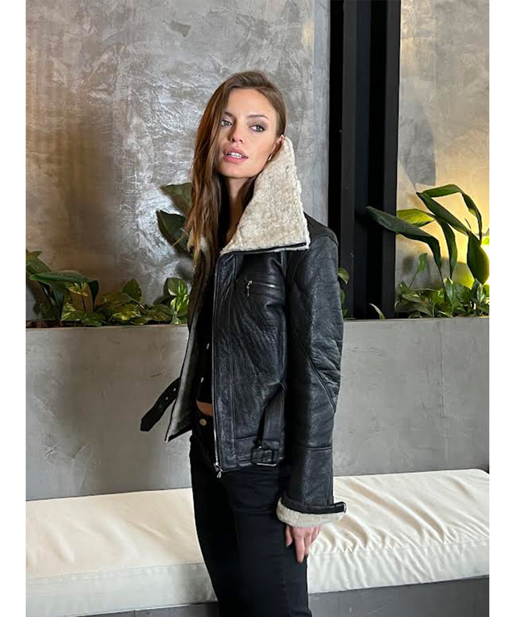 NAPALAN AVIADORA NEGRA CUELLO BEIGE