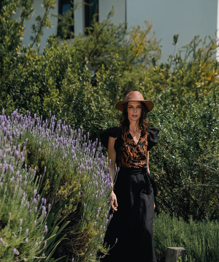 VESTIDO FLORA LINO NEGRO