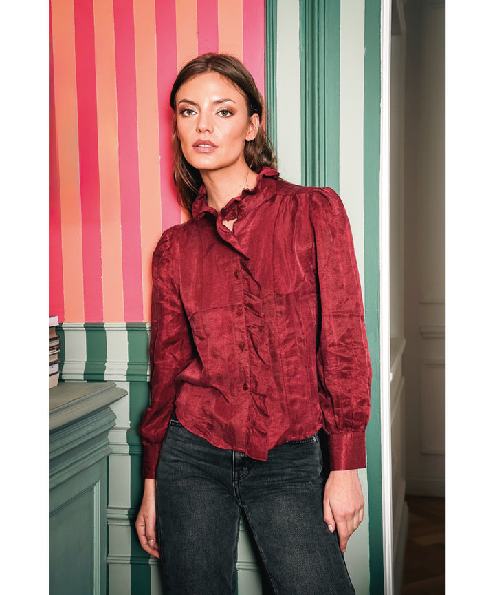 BLUSA MORRISON VOLANTES GUINDA