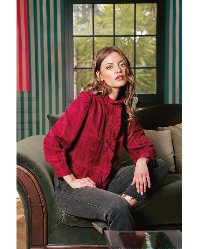 BLUSA MORRISON VOLANTES GUINDA
