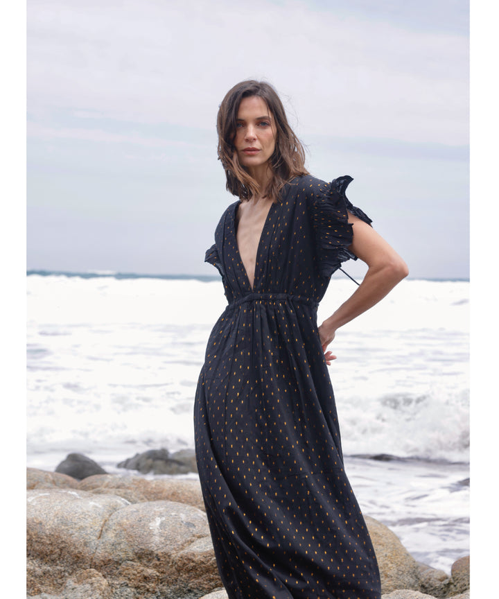 VESTIDO ANIA NEGRO COBRE