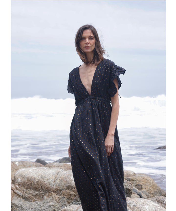 VESTIDO ANIA NEGRO COBRE