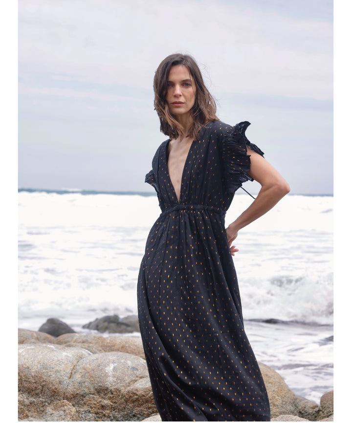 VESTIDO ANIA NEGRO COBRE