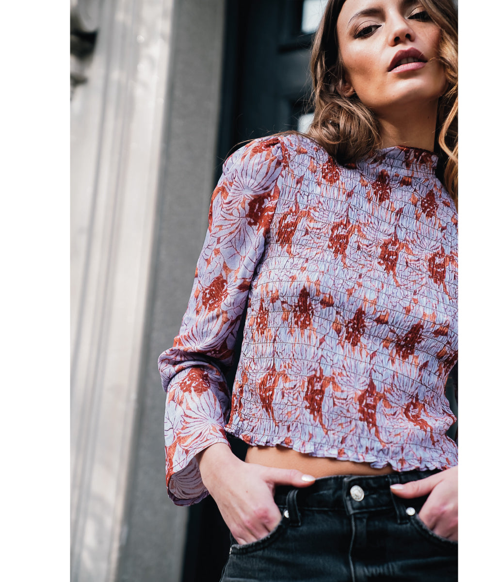 BLUSA OFELIA PRINT CELESTE