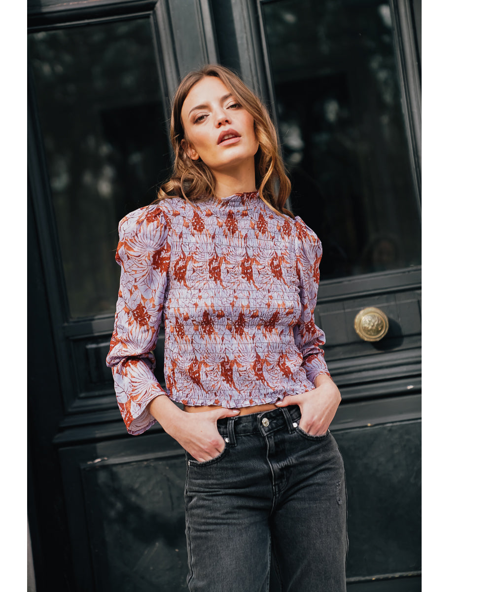 BLUSA OFELIA PRINT CELESTE