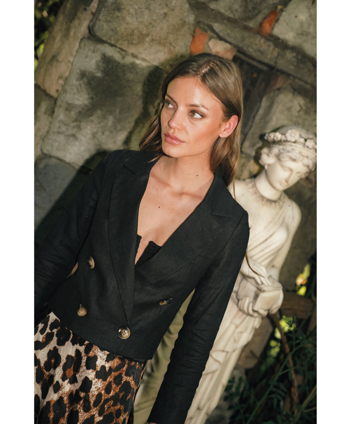 BLAZER CORTO CRUZADO PILA NEGRO