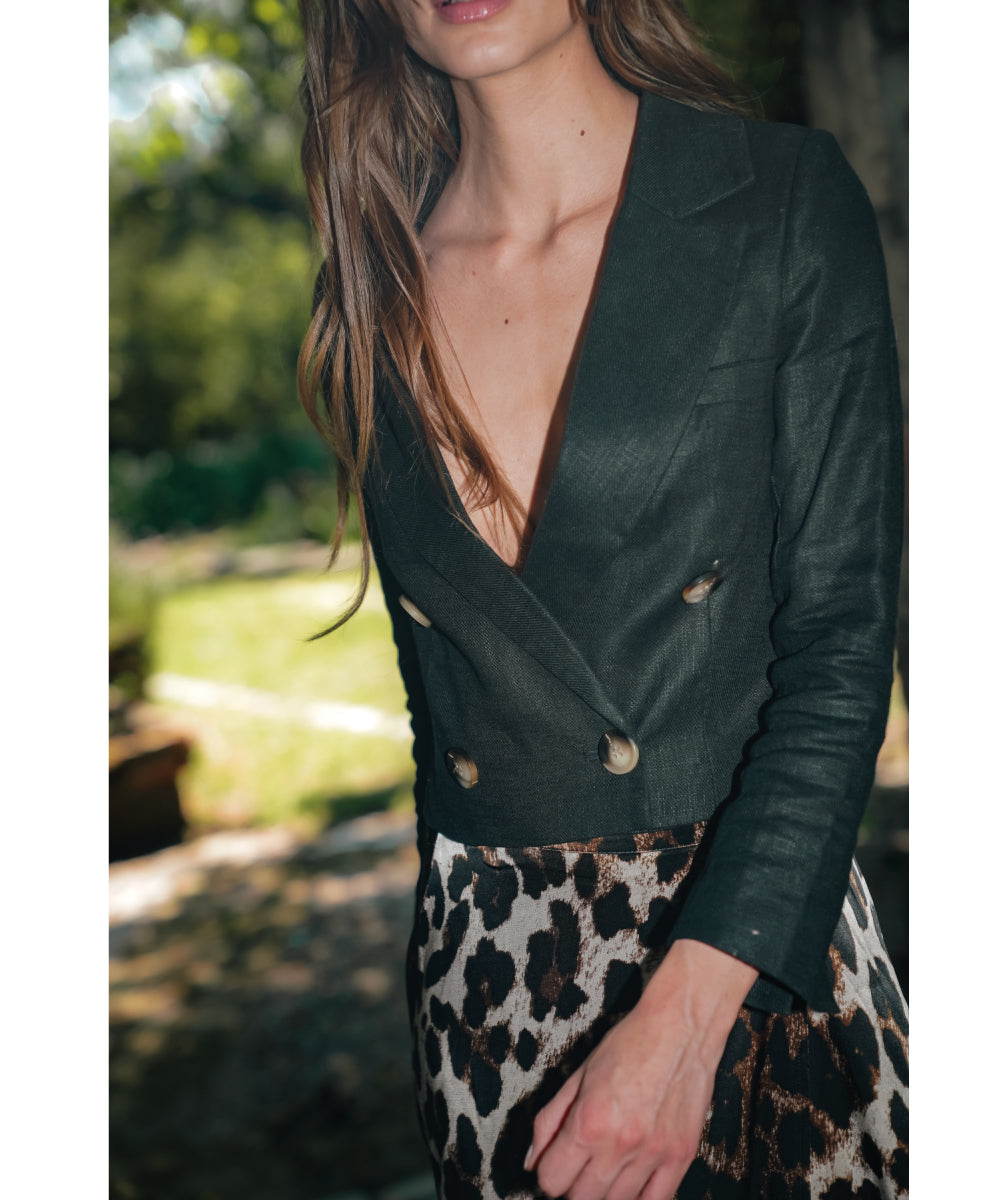 BLAZER CORTO CRUZADO PILA NEGRO