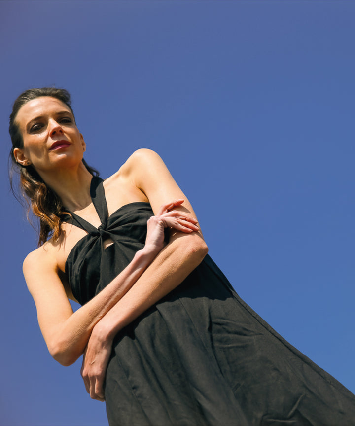VESTIDO SALVADOR LINO NEGRO