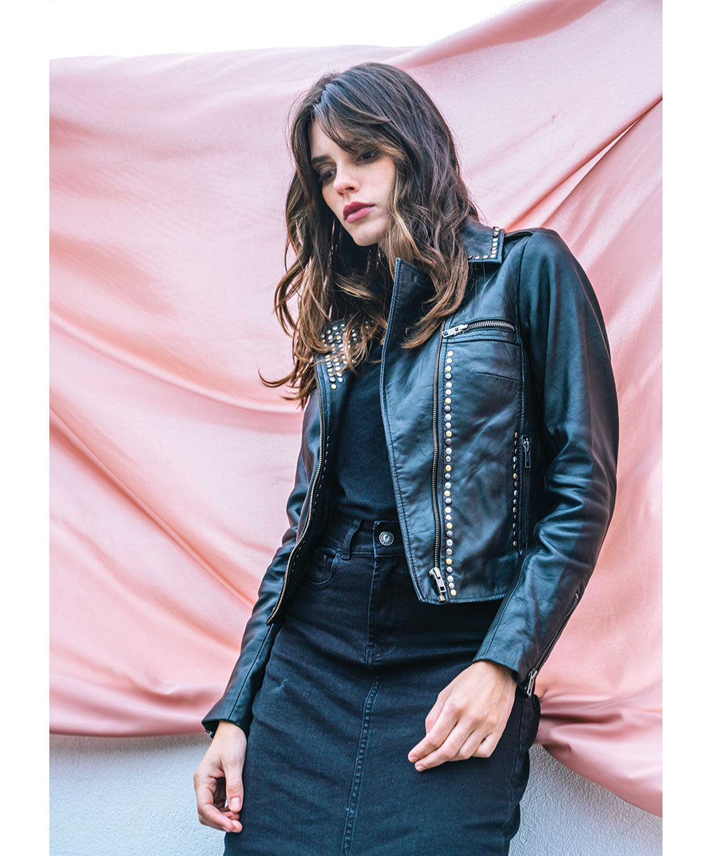 Chaqueta Cuero Olive